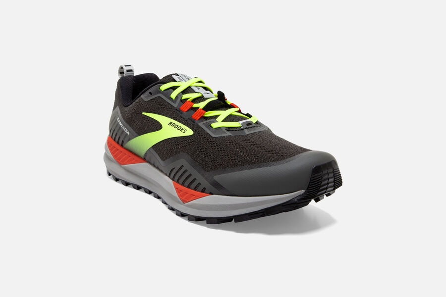 Brooks Running Shoes - Cascadia 15 Trail Mens - Black/Green - FVE-095712